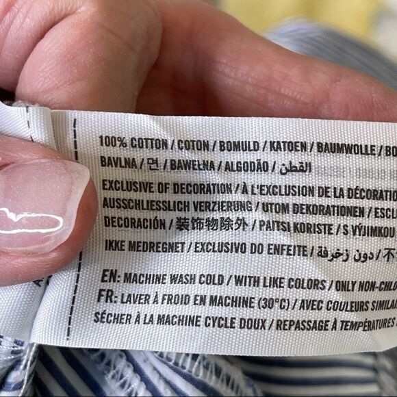 Abercrombie and Fitch Blue and White Striped Off Shoulder Top - Medium - Picture 7 of 10